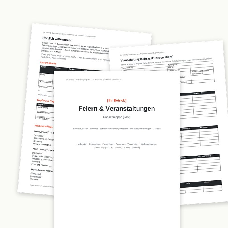 Bankettmappe & Veranstaltungsorganisation – Vorschau einer Seite aus dem Paket