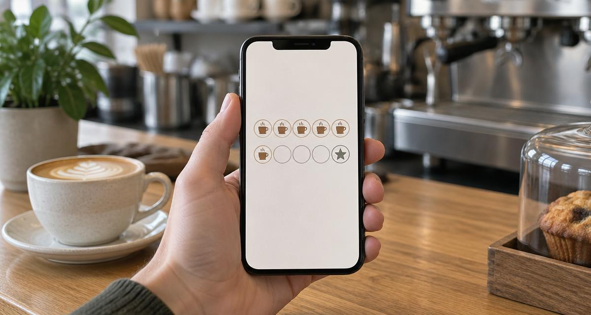 Beispielansicht: digitale Stempelkarte auf dem Smartphone (Illustration)